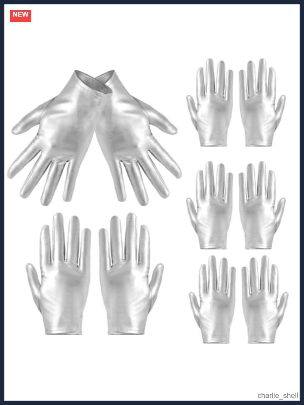 Metallic Spandex Faux Leather Cropped Gloves Costume Accessories